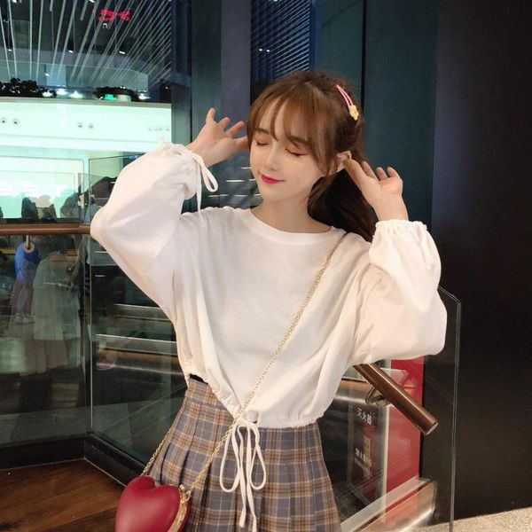 

women's t-shirt spring autumn clothes loose long-sleeved and winter, White