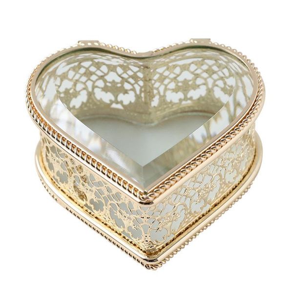 

storage boxes & bins heart transparent glass ring box wedding geometric clear jewelry organizer holder tablecontaine
