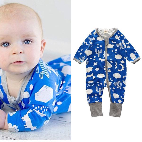 

jumpsuits romper baby 2021 autumn born cotton boy girl long sleeve one piece clothing toddler print bodysuits clothes, Blue