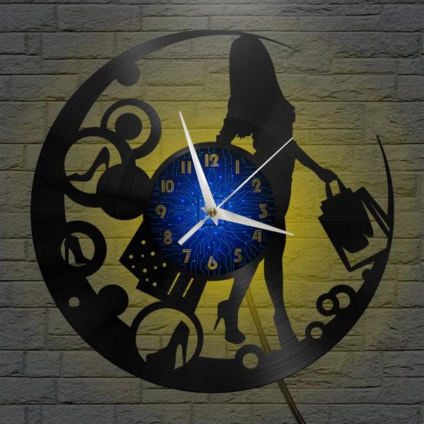 

wall clocks shopping modern design home decor creativity 12 inch record clock led decoration gift for lady