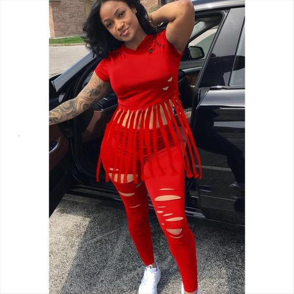 

casual tracksuit tights sportswear fitness womens pants suit clothing tassel hooded two piece jumpsuit long sleeve crop top, White