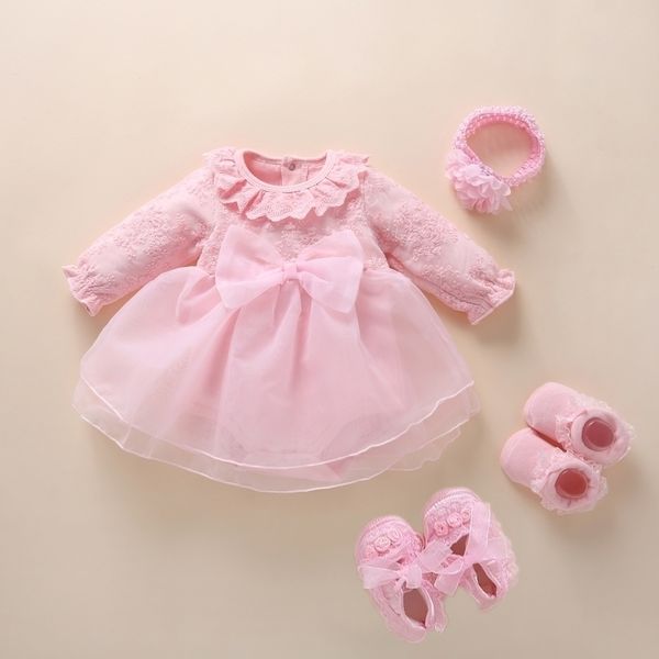 Baby Baby Girl Roupas de algodão Princesa Estilo Baby Baptism Vestido Infantil Batening Dress Vestidos 0 3 6 Meses 210315