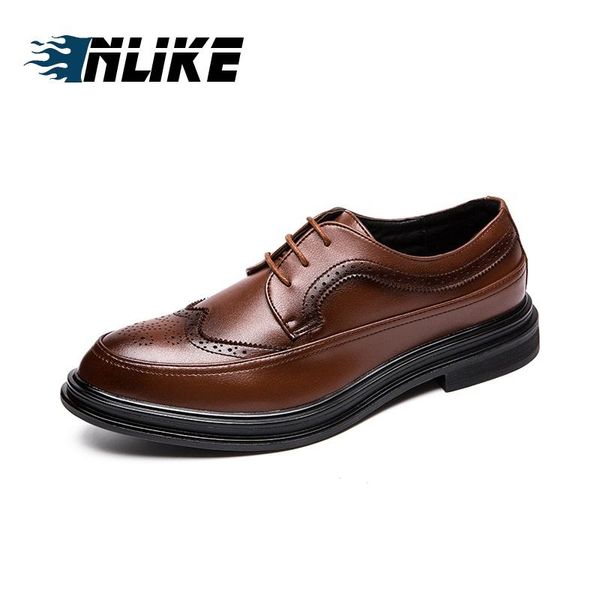 

dress shoes inlike formal men pointed toe brogue leather oxford for fashion footwear, Black