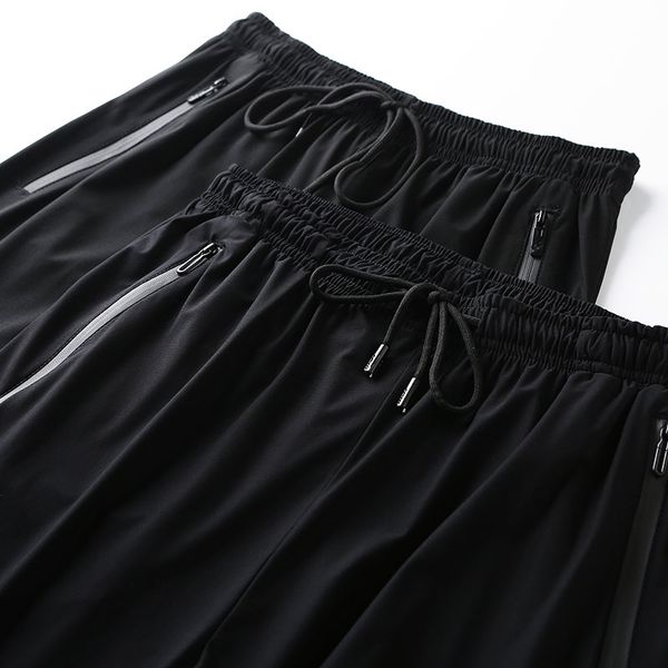 

2021 summer thin ice silk pants men's casual loose large leggings, Black