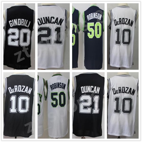 

wholesale basketball retro vintage classic david 50 robinson tony 9 parker manu 20 ginobili shirts black white grey demar 10 derozan jersey, Black;red