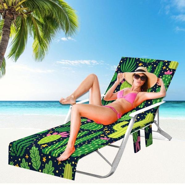 

printed microfiber sun lounge chair beach cover towel holiday garden swimming pool bath for lazy with pockets covers