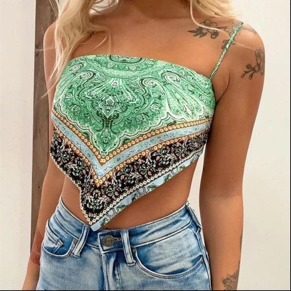 

casual green slim print womens tanks spaghetti strap cropped summer ladies backless beach camisole female chic, White