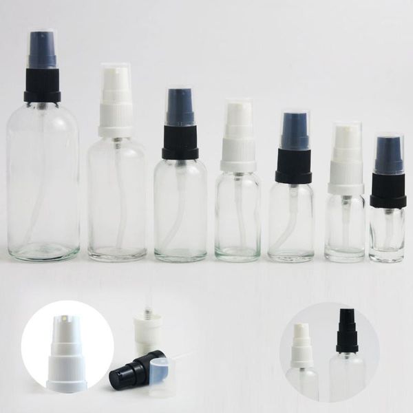

storage bottles & jars 10pcs 5ml 10ml 15ml 20ml 30ml 50ml clear glass lotion pump cream bottle with black white 1oz dispenser