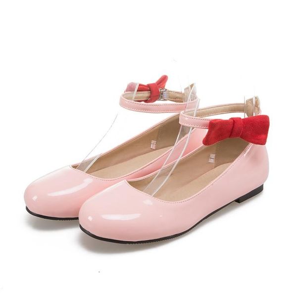 

dress shoes big size round head bow decoration summer flat ladies women woman, Black
