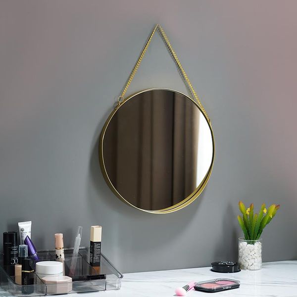

mirrors nordic round wall hanging mirror gold dressing table makeup bathroom bedroom metal baking varnish decoration