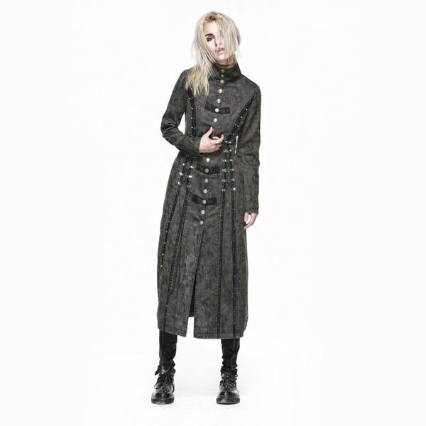 

women's jackets punk products personalized patchwork long bandage winter women outerwear coat, Black;brown
