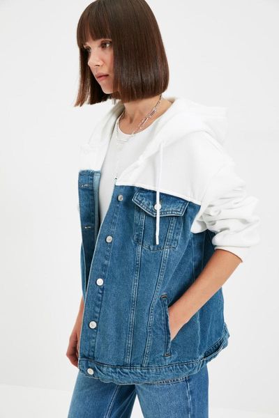 

women's jackets trendyol hooded denim jacket twoaw22ce0370, Black;brown