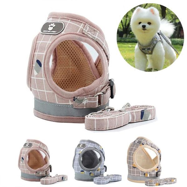 

dog collars & leashes adjustable harness vest with leash set breathable reflective soft collar for small dogs pet products