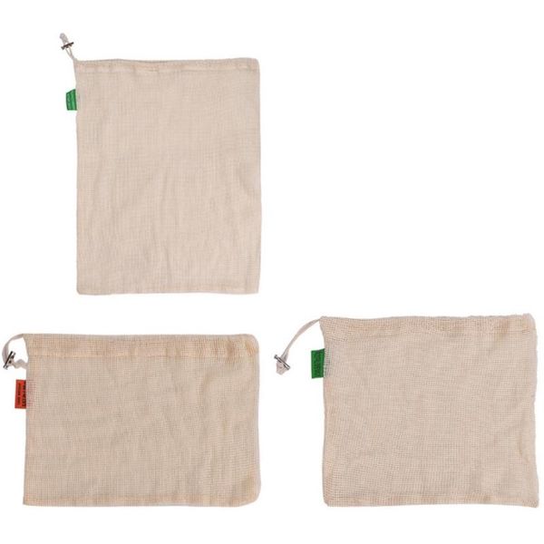 

storage bags 9pcs/set premium organic cotton mesh produce reusable washable drawstring bag for shopping