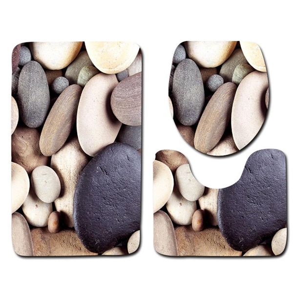 

3pcs/set bathroom rug set non-skid mat + u-shaped toilet seat cover floor bath mats