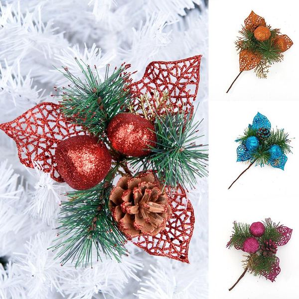 

decorative flowers & wreaths christmas pine cone branches glitter artificial berry flower for diy garlands wreath xmas tree hanging decorati