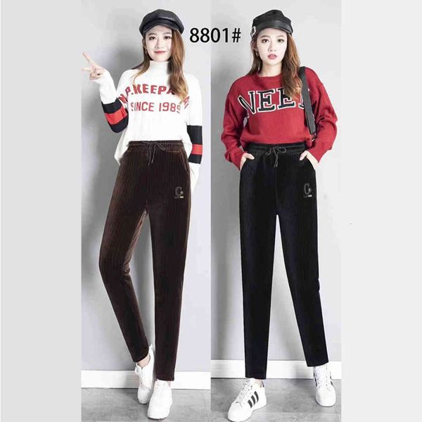 

leggings winter corduroy trousers xiangfei strip plush mother's stair, Black