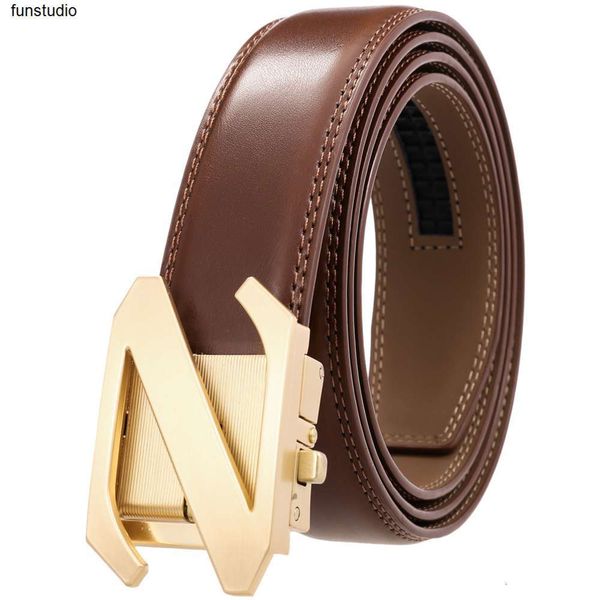 

alloy automatic bule fashion two-layer leather belt ly1320-2, Black;brown