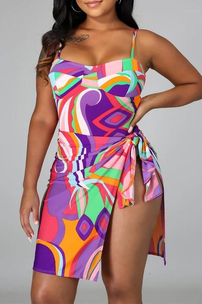 

summer beach swimwear multicolor print one piece swimsuit one-piece suits