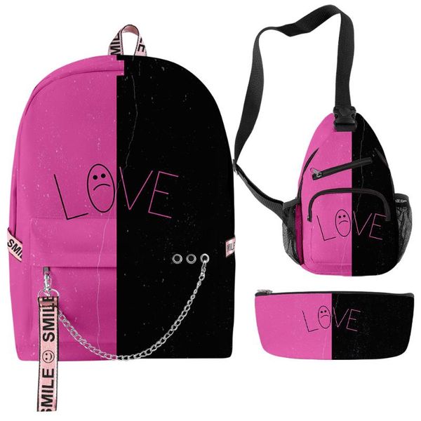 

lil peep r.i.p backpacks set 3 piece school bags teenager boys girls men women streetwear travel sports outdoor backpack