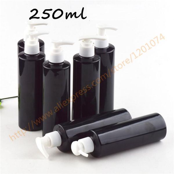 

storage bottles & jars 250ml shiny black pet bottle with plastic pump.for lotion/hand wash/shampoo/moisturizer/facial water container