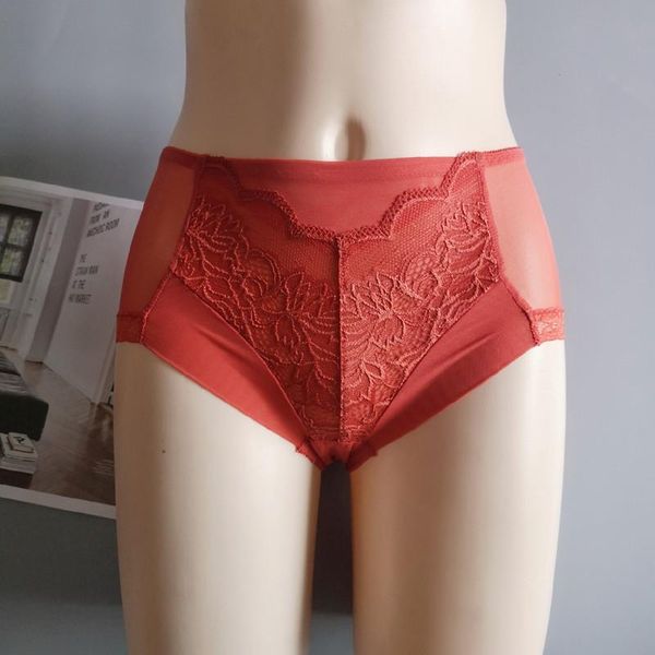 

women's panties 4pcs/set seamless lace female transparent mesh cotton high waist thin underpants ladies plus size 4l pink black, Black;pink