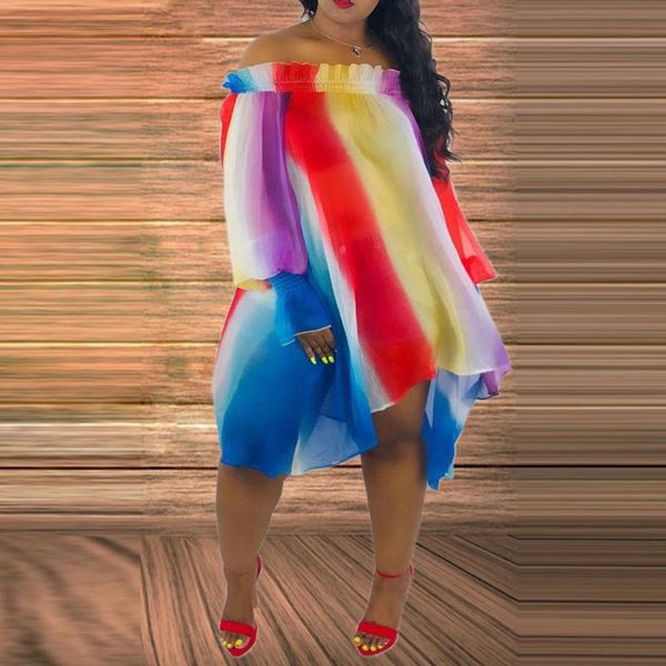 

casual dresses color block off shoulder long sleeve plus size dress asymmetrical oversize summer mini short striped loose robe, Black;gray