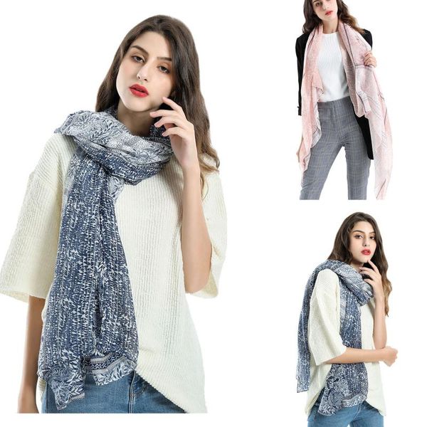 

scarves y25 elegant winter cotton scarf for women shawls and hijab wraps luxury headscarf pashmina foulard neckerchief female, Blue;gray