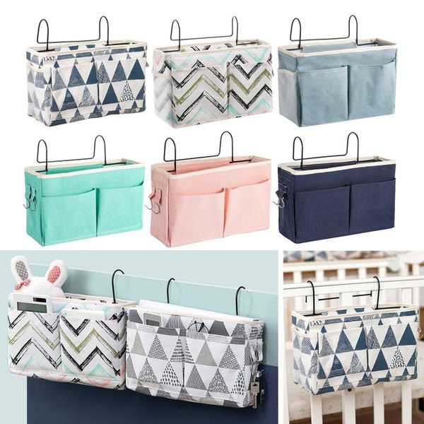 

storage bags bedside caddy cabinet organizer for glasses book triangle blue