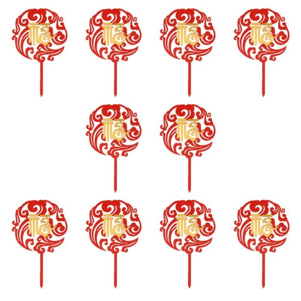 

other festive & party supplies 10pcs chinese style cake inserted cards picks elderly birthday ers