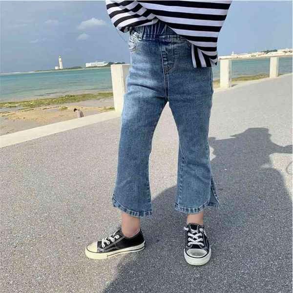 2-8t moda jeans para menina criança criança bebê primavera veste cintura alta estiramento denim calça elegante cute doce calças streetwear 210317