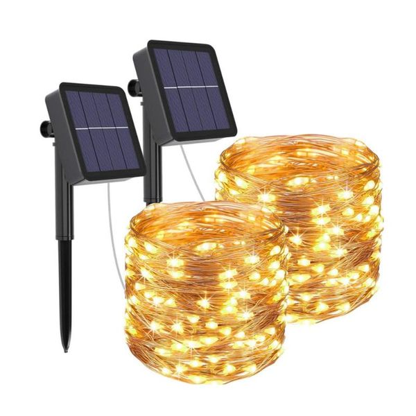

strings 100/200/330 led solar light outdoor lamp string lights 8 linghting modes for garden holiday christmas party wedding decoration