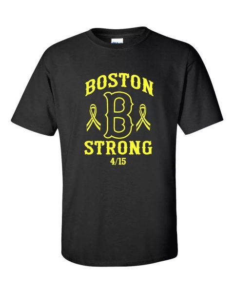 

gold on black boston b strong marathon april 15, 2013 men's tee shirt bruins 422, White;black