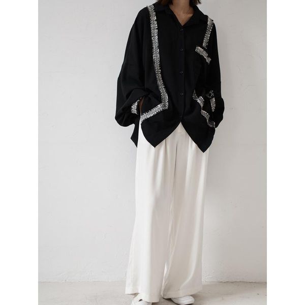 

women's jackets chiffon early autumn irregular loose long sleeve fashionable foreign style shirt, Black;brown