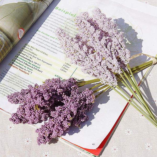 

decorative flowers & wreaths 6 pieces /bundle pe lavender artificial flower wholesale plant wall decoration bouquet material manual diy vase