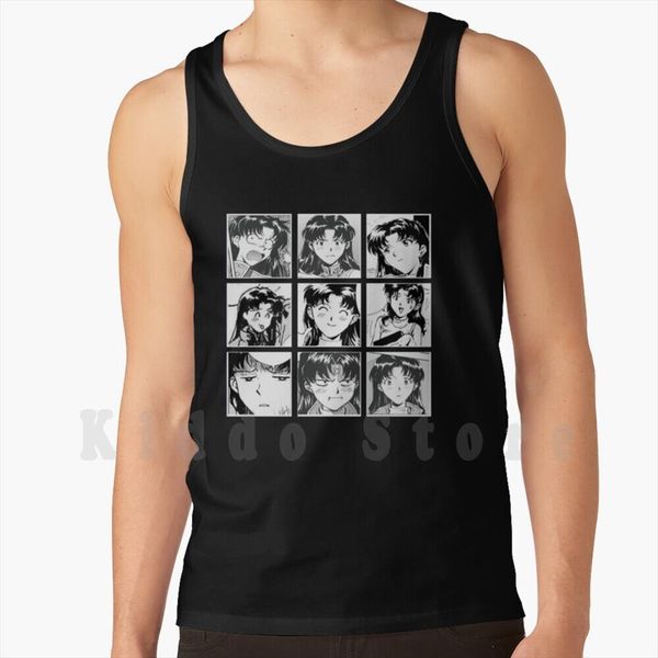 

evangelion misato tank vest 100% cotton asuka anime neon genesis, White;black