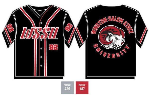 

Mens Winston Salem State University Baseball Jersey Custom Any Name Number Stitched College Apparel Big & Tall, Black