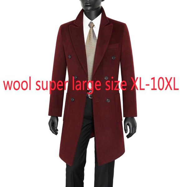 

men's wool & blends arrival fashion super large men long coat woolen casual youth winter windbreaker double breasted thick plus size s-, Black