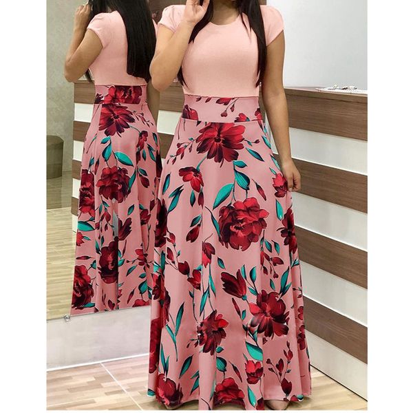 

plus size long maxi dress print fashion clothes women party dresses vestidos robe women summer casual clothingby air, Black;white