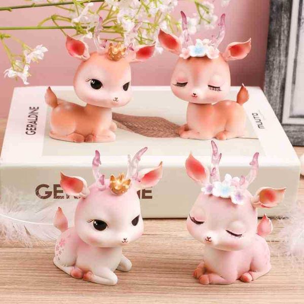

huayun creative shaking head car lovely ornaments ping an deer resin crafts gifts