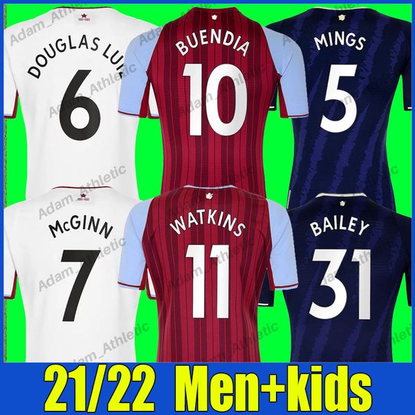 

buendia watkins soccer jerseys 2021/22 villans douglas luiz bailey mings football shirts cash mcginn konsa jersey el ghazi targett ings home, Black;yellow