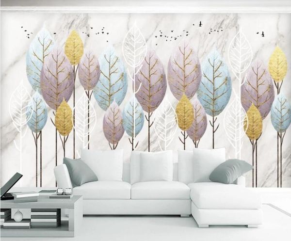 

wallpapers xue su customized wall covering modern minimalist fortune tree leaf landscape background paper mural