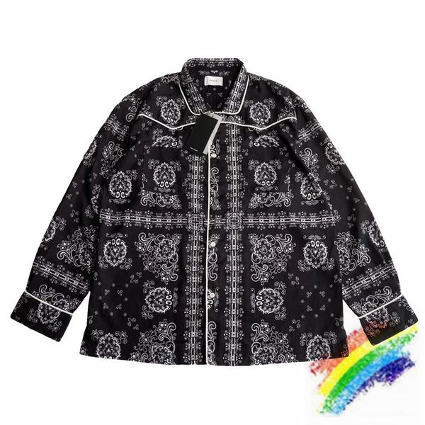 

t shirts fw shirt men women 1:1 high-quality cashew flower buttoned long sleeve tees rhude shirts, White;black