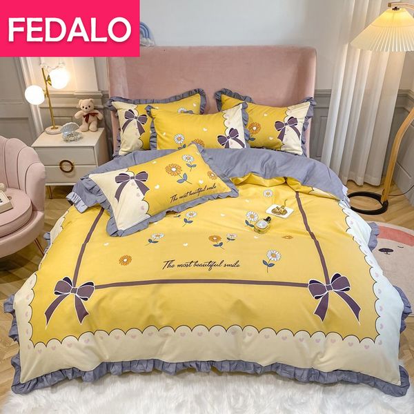 

bedding sets girl heart korean style bedroom four-piece ding princess wind skirt thick sanding set sheet quilt cover kj7h