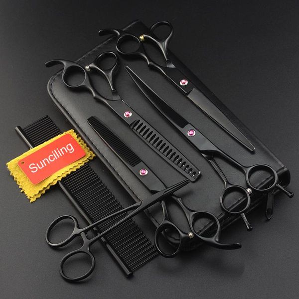 

hair scissors 7 inch black baking paint jp stainless steel dog grooming kit
