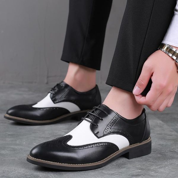 

dress shoes spring fashion male men formal flat pointed toe england style business all-match leather, Black