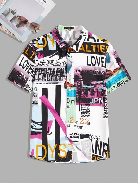 

men graphic print shirt e1if#, White;black