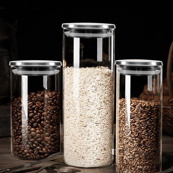 

storage bottles & jars transparent glass box dry grains bottle container kitchen organizers sealing case