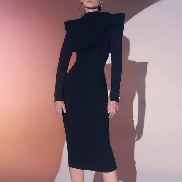 

dress black dress vintage elegant female autumn high-end waistband party open like korean ladies fashion, Black;gray