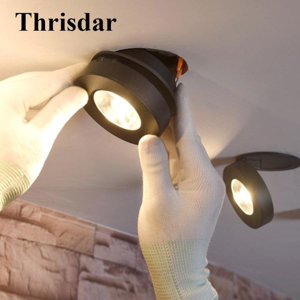 

downlights thrisdar 3w 5w 7w 10w ultra-thin cob recessed led downlight ceiling spotlight nordic folding panel